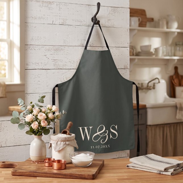 Elegant ebony initial wedding couples apron (Creator Uploaded)