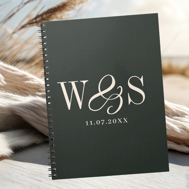 Elegant ebony initial wedding couples notebook (Creator Uploaded)