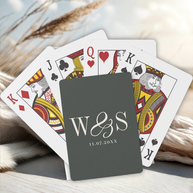 Elegant ebony initial wedding couples playing cards (Creator Uploaded)