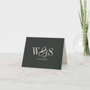 Elegant ebony initial wedding couples thank you card