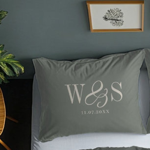 Elegant ebony initial wedding  pillowcase