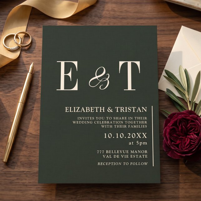 Elegant Ebony Minimalist Wedding Invitation (Creator Uploaded)