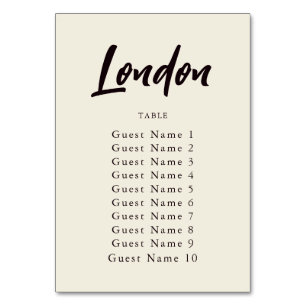 Elegant Ecru Custom Table Name Seating Assignment Table Number