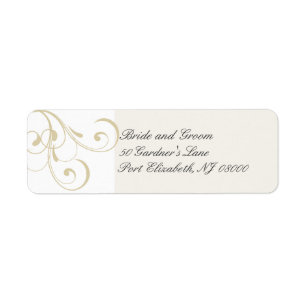 Elegant Ecru Floral Swirl Return Address Labels