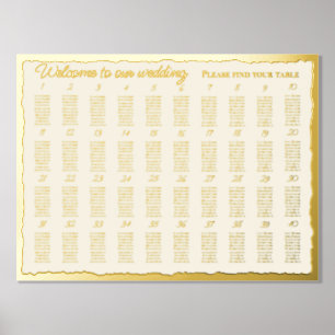 Elegant Ecru Luxe Gold Edge 40 Table Seating Chart