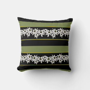 Elegant Edelweiss Striped Pillow