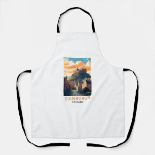 Elegant Edinburgh Scotland Castle Vintage Travel Apron