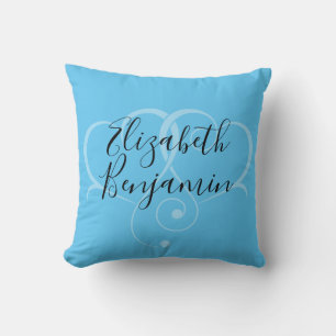 Elegant Editable Blue-Pink Heart Design Cushion