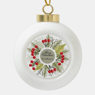 Elegant Editable Christmas/Holiday Ceramic Ball Christmas Ornament