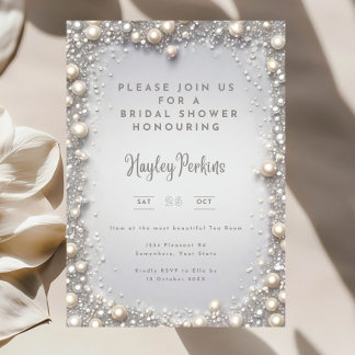 Elegant Editable Diamonds & Pearls Bridal Shower  Invitation