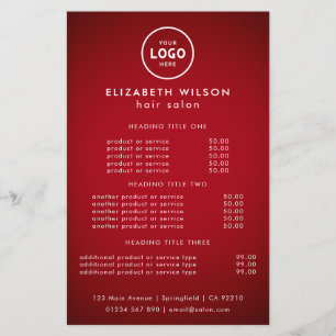 Elegant Editable Hair & Beauty Salon Menu Card