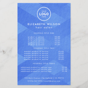Elegant Editable Hair & Beauty Salon Menu Card