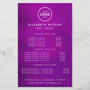 Elegant Editable Hair & Beauty Salon Menu Card
