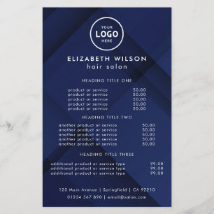 Elegant Editable Hair & Beauty Salon Menu Card
