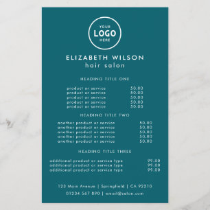 Elegant Editable Hair & Beauty Salon Menu Card