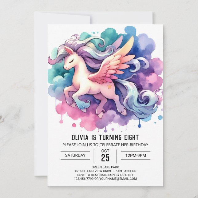 Elegant Editable Horse Birthday Invitation (Front)