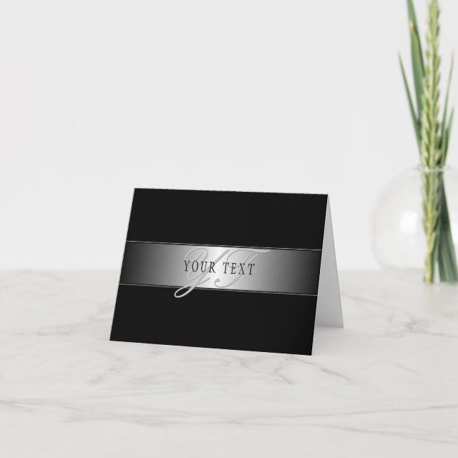 Elegant Editable Monogram Script Writing | Black Card (Front)