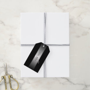Elegant Editable Monogram Script Writing Black Gift Tags