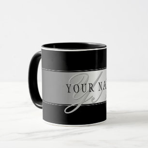 Elegant Editable Monogram Script Writing   Black Mug