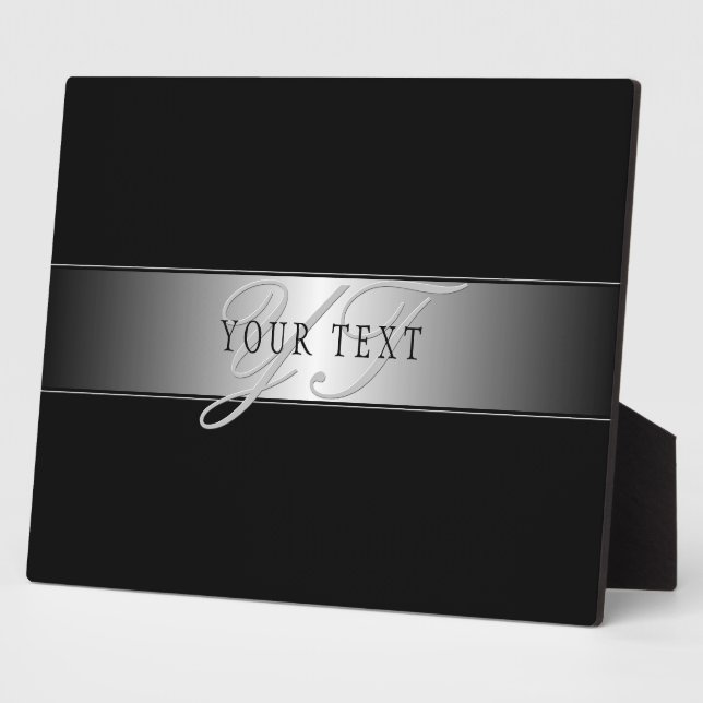 Elegant Editable Monogram Script Writing | Black Plaque (Side)
