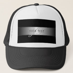 Elegant Editable Monogram Script Writing   Black Trucker Hat