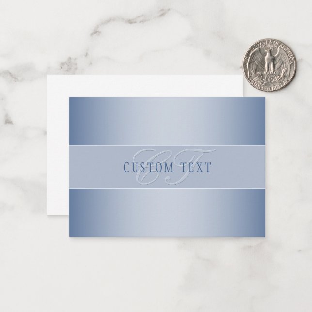 Elegant Editable Monogram Script Writing | Blue Card (Front/Back In Situ)