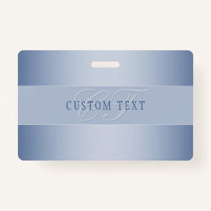 Elegant Editable Monogram Script Writing   Blue ID Badge