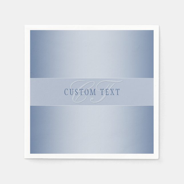 Elegant Editable Monogram Script Writing | Blue Napkin (Front)