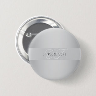 Elegant Editable Monogram Script Writing Grey 6 Cm Round Badge