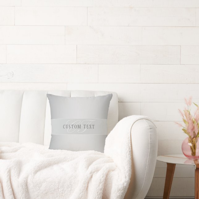Elegant Editable Monogram Script Writing | Grey Cushion (Couch)
