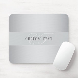 Elegant Editable Monogram Script Writing   Grey Mouse Mat