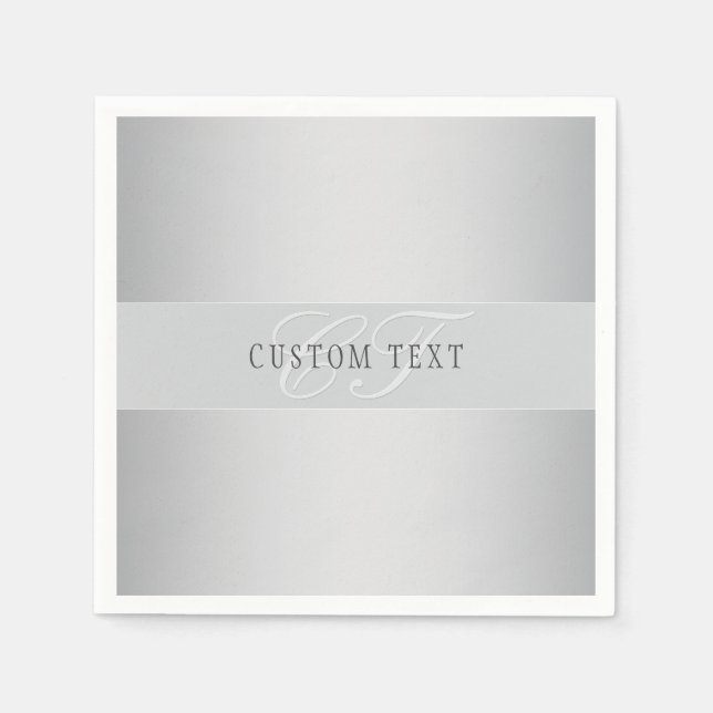 Elegant Editable Monogram Script Writing | Grey Napkin (Front)