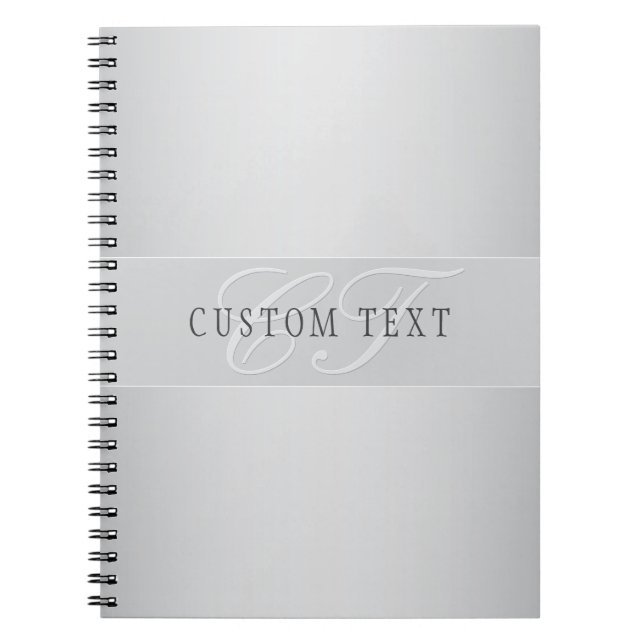 Elegant Editable Monogram Script Writing | Grey Notebook (Front)