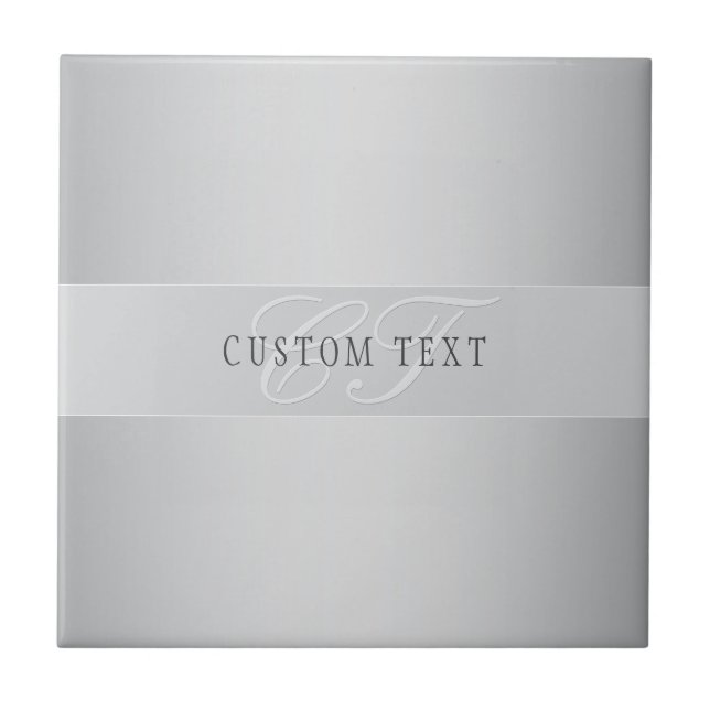 Elegant Editable Monogram Script Writing | Grey Tile (Front)