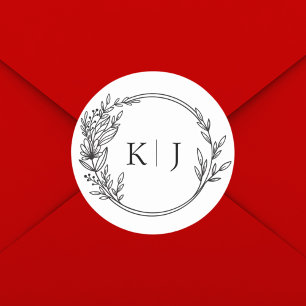Elegant Editable Monogram Wedding Classic Round Sticker