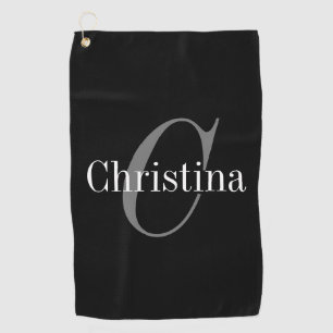 Elegant Editable Name and Initial Golf Towel