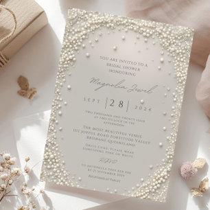 Elegant Editable Pastel Blush Pearls with Diamonds Invitation
