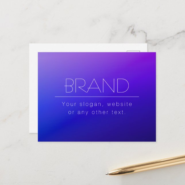 Elegant Editable Text & Modern Fading Purple Colou Postcard (Front/Back In Situ)