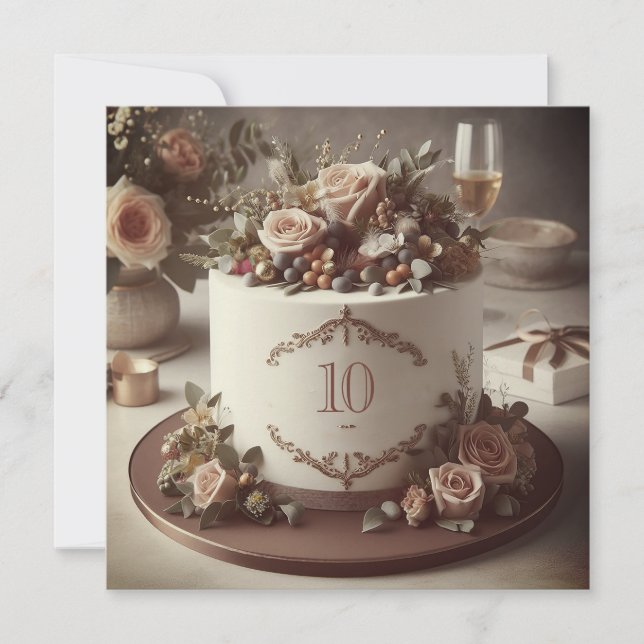 ELEGANT EDITABLE WEDDING ANNIVERSARY CAKE INVITATION (Front)