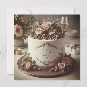 ELEGANT EDITABLE WEDDING ANNIVERSARY CAKE INVITATION
