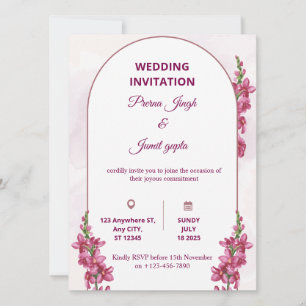 Elegant Editable Wedding Invitation Modern Flora