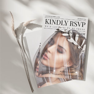 Elegant Editorial Magazine Wedding RSVP Enclosure Card