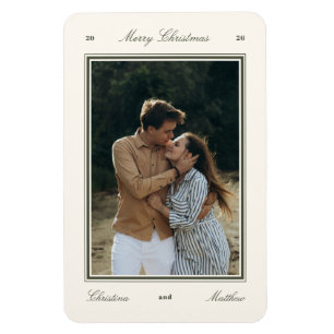 Elegant Editorial Newlywed Merry Christmas Photo Magnet