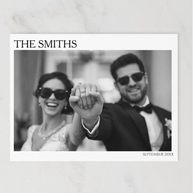 Elegant Editorial Wedding Elopement Post Card (Wedding Photo Engagement Elopement Cards)