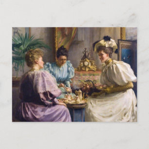 Elegant Edwardian Afternoon Tea Gathering  Postcard