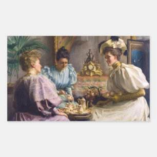 Elegant Edwardian Afternoon Tea Gathering  Rectangular Sticker