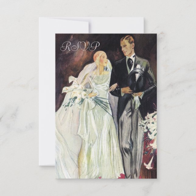 Elegant Edwardian Wedding Rsvp Card (Front)
