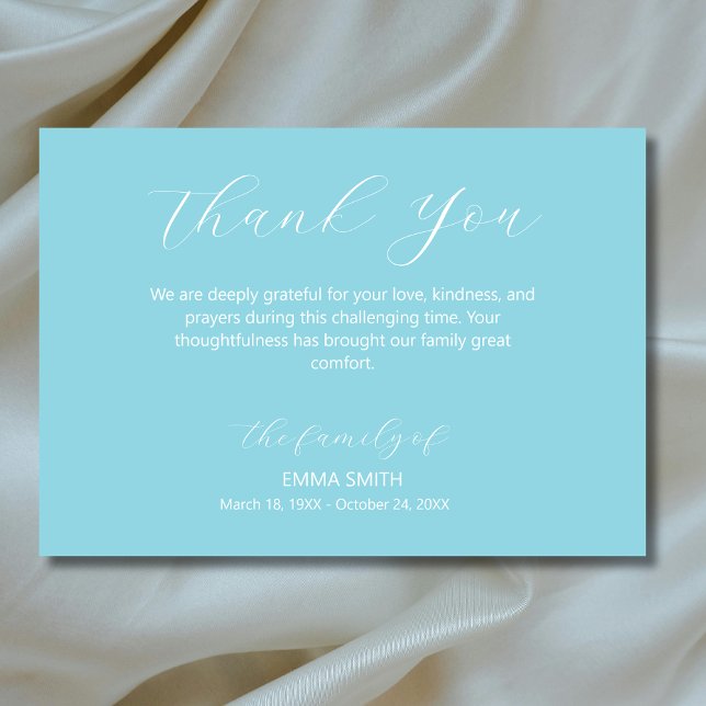 Elegant Egg Blue Traditional Funeral Sympathy Thank You Card (Creator Uploaded)