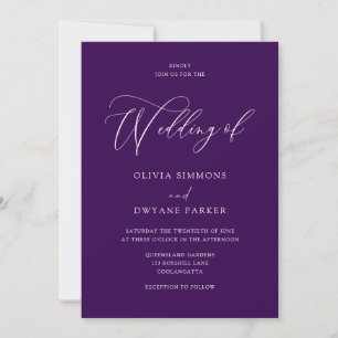 Elegant Eggplant Plum Modern Wedding Invitation