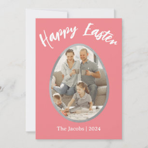 Elegant Eggs Happy Easter family one photo Holiday Card
